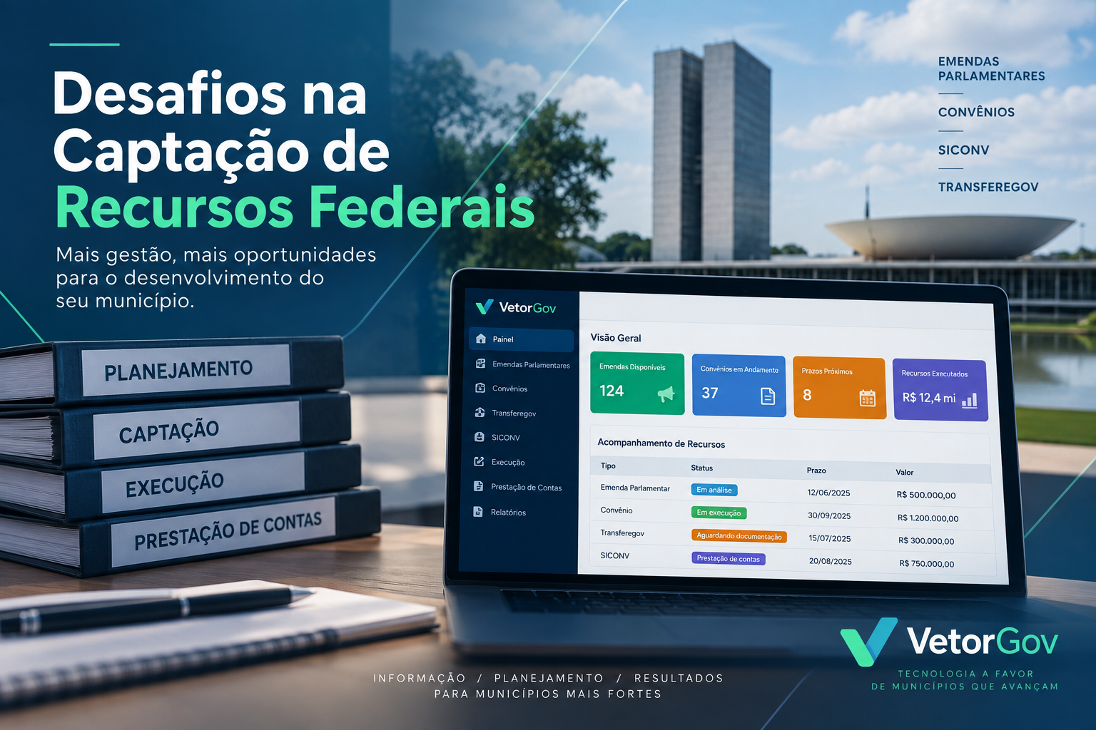Imagem editorial mostrando um gestor público analisando dados em um computador.